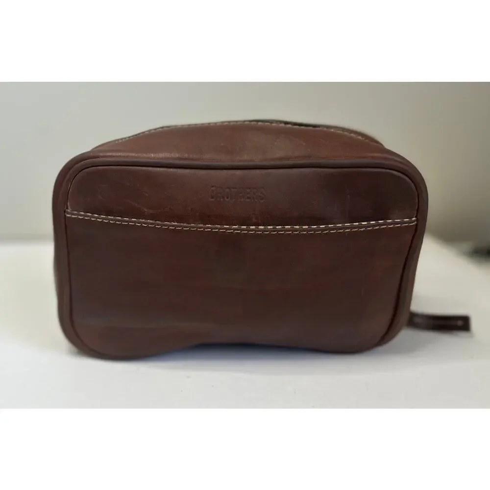Vintage Men's Oiled Leather Brown Multi Compartment Toiletry/Travel/Gym Bag